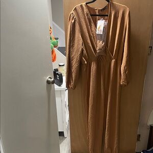 Elegant Tan Maxi Dress